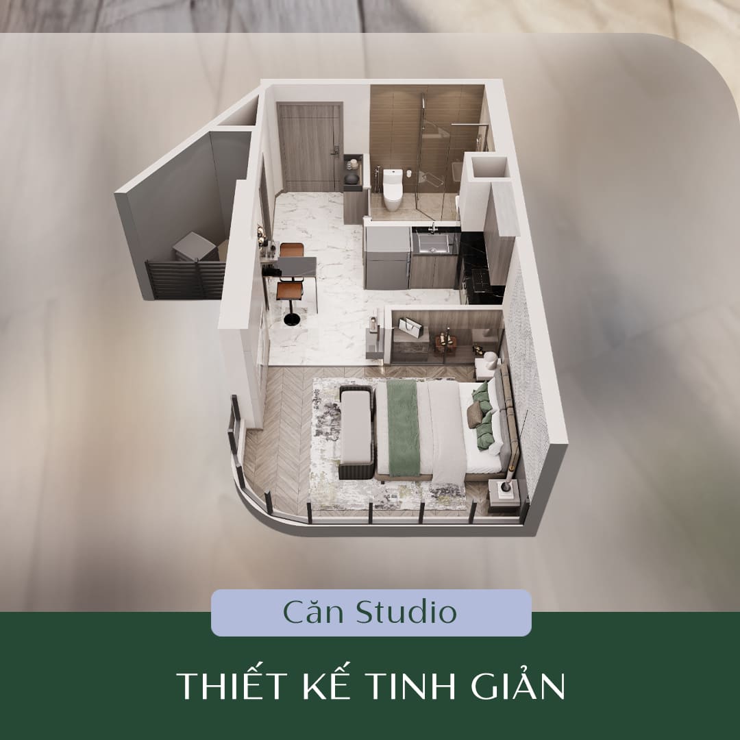 Layout thiết kế căn hộ Studio Phòng Ngủ tại dự án Lumière Midtown.