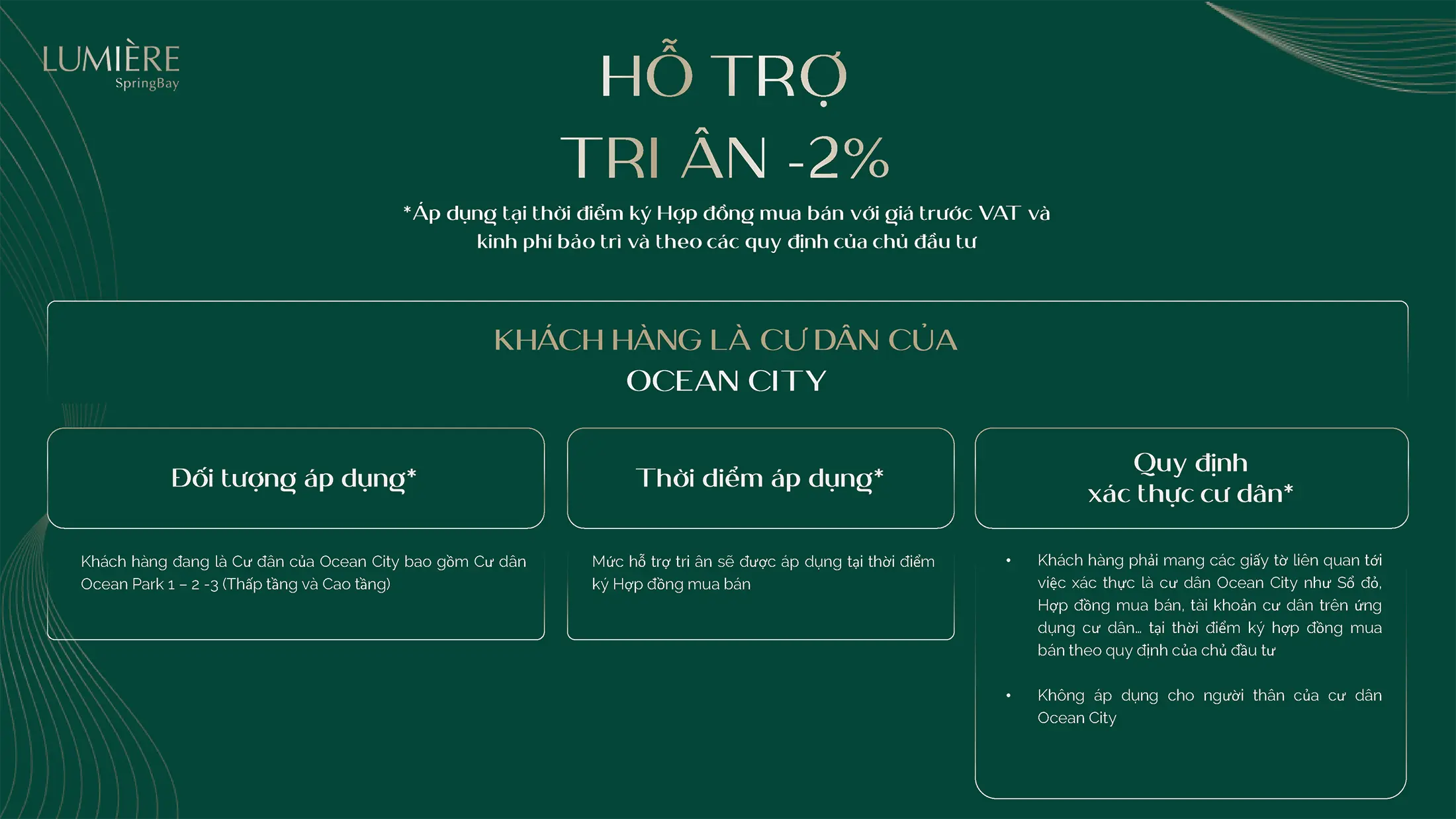 Khách hàng đã là cư dân của Ocean City sẽ được chiết khấu thêm 2% khi mua căn hộ Lumière Midtown.