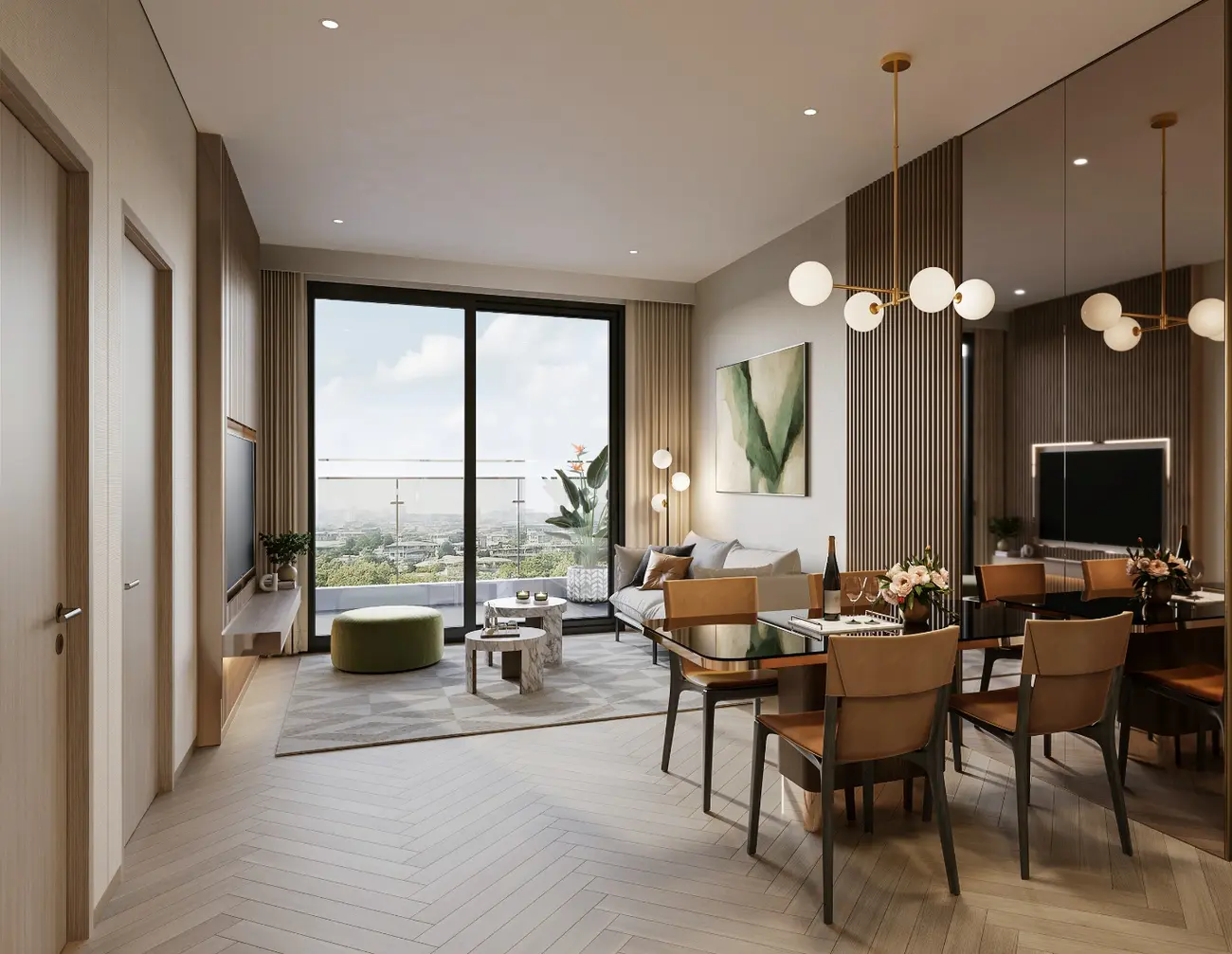 Không gian sống tối ưu ánh sáng và gió tự nhiên trong căn hộ Lumière Midtown.