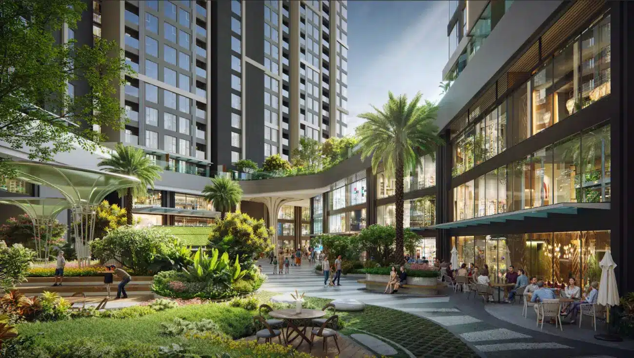 Khu vườn xanh mát tại Dự Án Lumiere Midtown, nơi thiên nhiên và kiến trúc hòa quyện tạo nên không gian sống đẳng cấp.