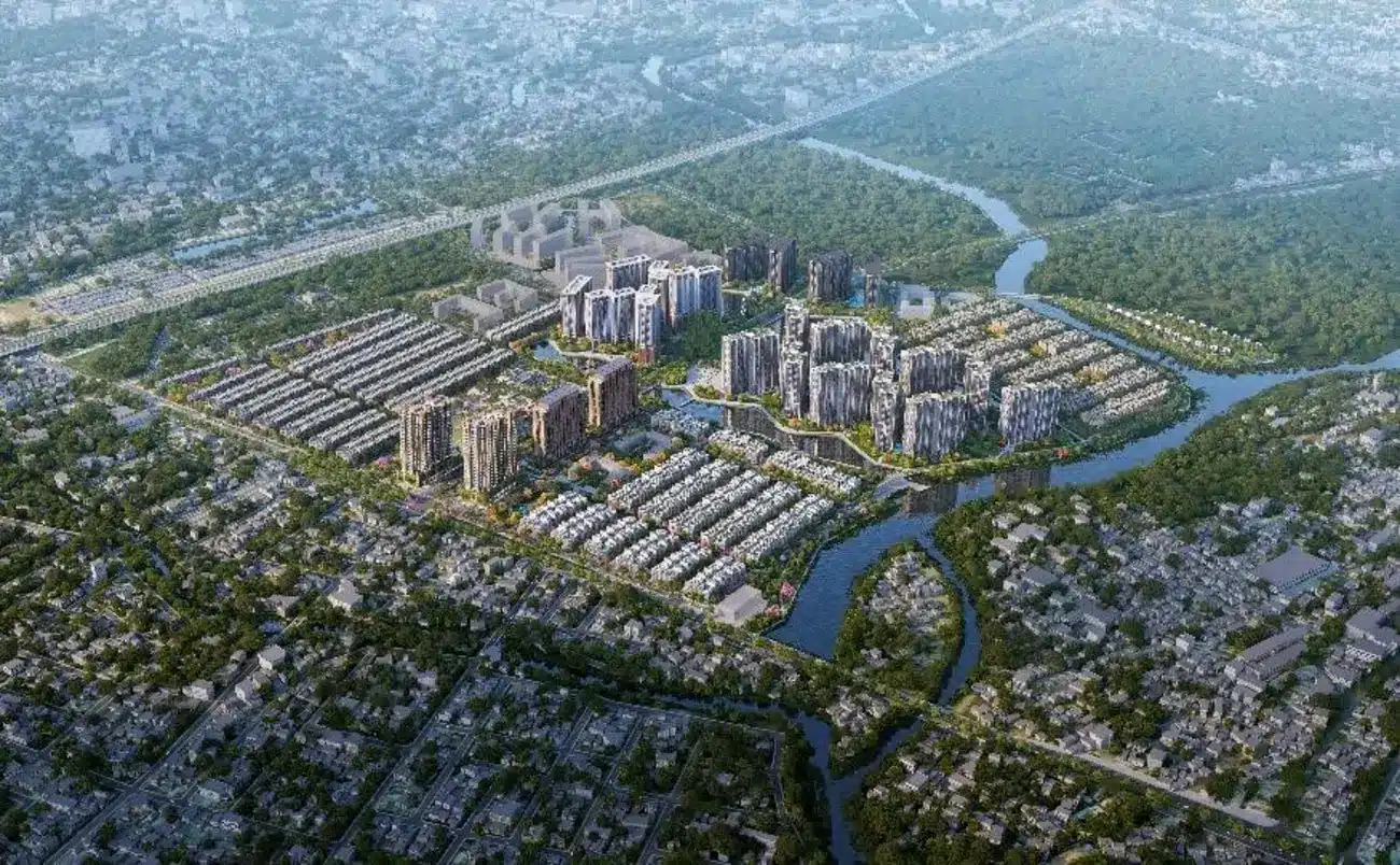 Phối cảnh khu đô thị The Global City với phân khu cao tầng Lumiere Midtown tại trung tâm, điểm nhấn của bất động sản TP.HCM.